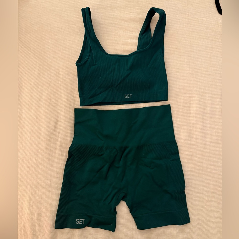 SET Active Sculptflex Bra and Shorts in Mojito (Size Small)
